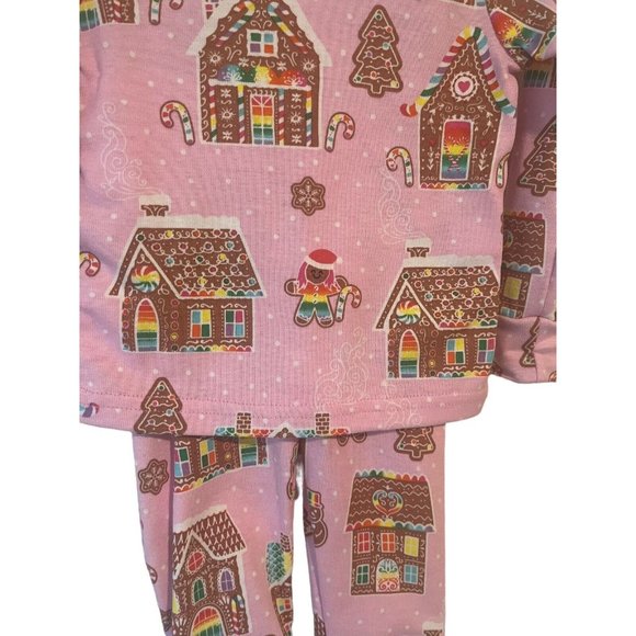 The Childrens Place Girls 2 Piece Pajamas Pink Gingerbread Christmas 3-6 mo. - Picture 4 of 11
